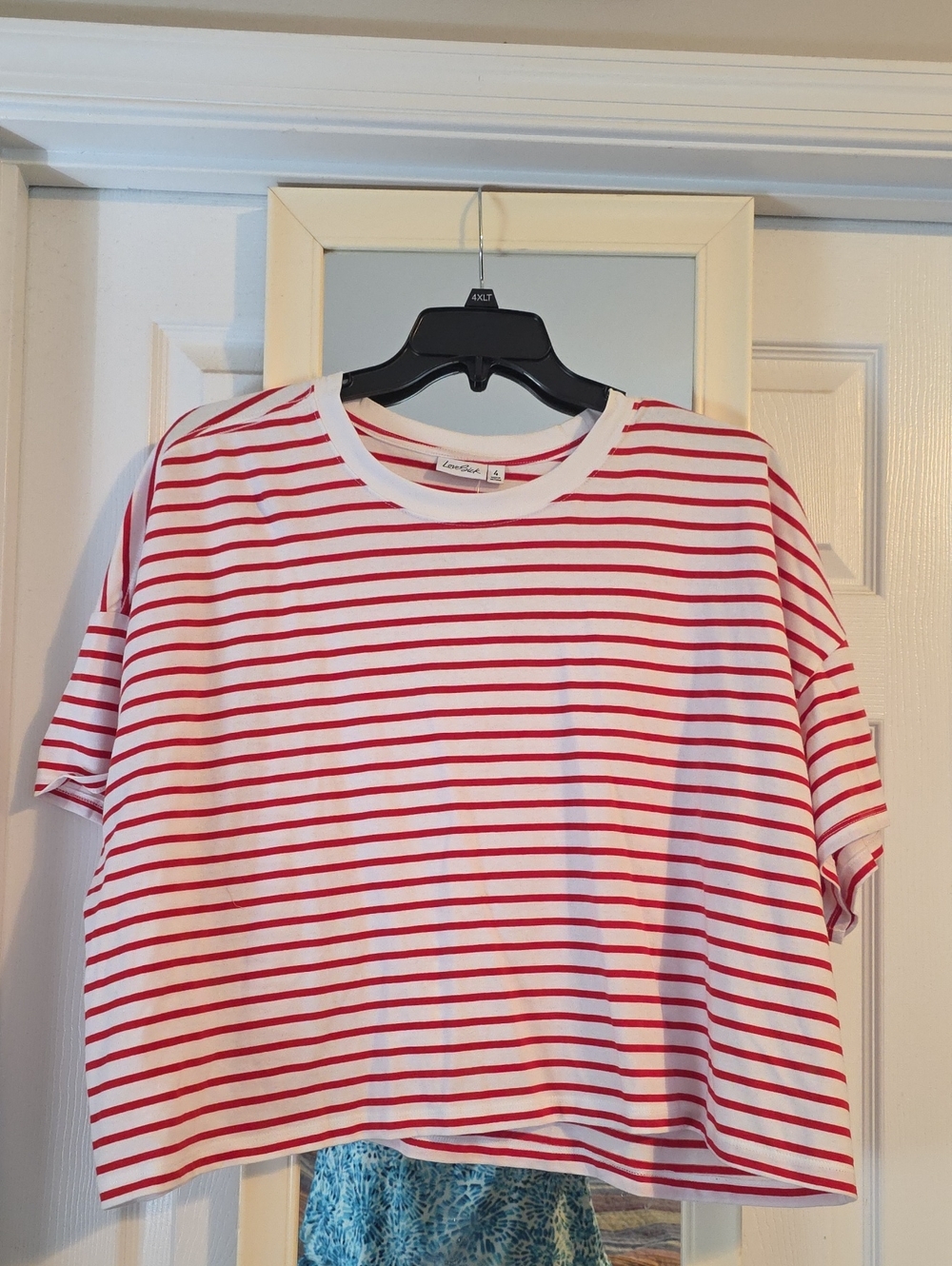 torrid Red & White Striped Scoop Neck Crop Tee